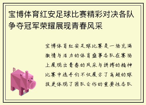 宝博体育红安足球比赛精彩对决各队争夺冠军荣耀展现青春风采